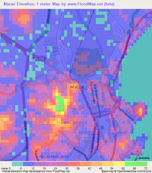 Macae,Brazil Elevation Map