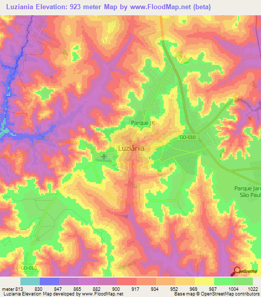 Luziania,Brazil Elevation Map