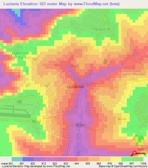 Luziania,Brazil Elevation Map