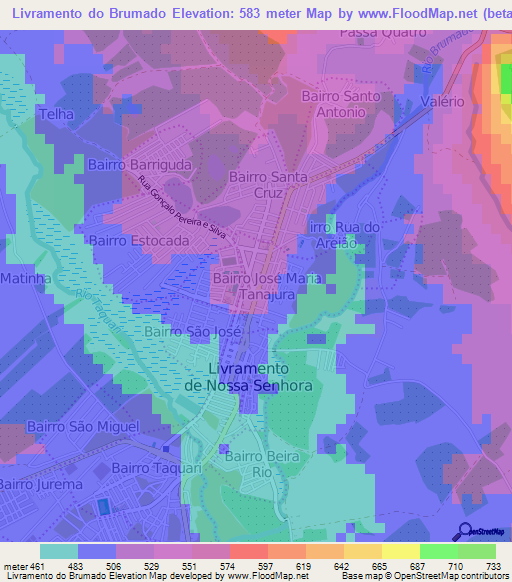 Livramento do Brumado,Brazil Elevation Map