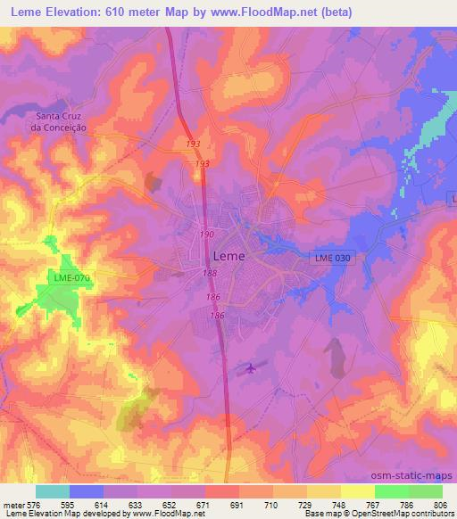 Leme,Brazil Elevation Map