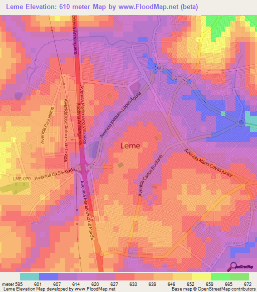 Leme,Brazil Elevation Map