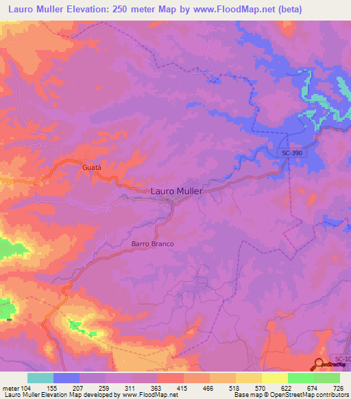 Lauro Muller,Brazil Elevation Map