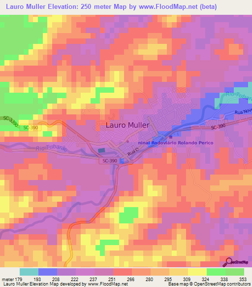 Lauro Muller,Brazil Elevation Map