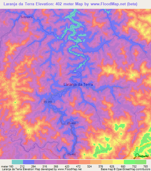 Laranja da Terra,Brazil Elevation Map