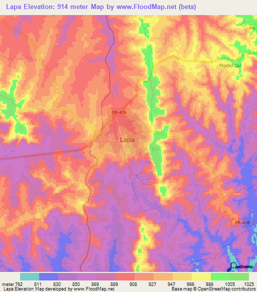 Lapa,Brazil Elevation Map