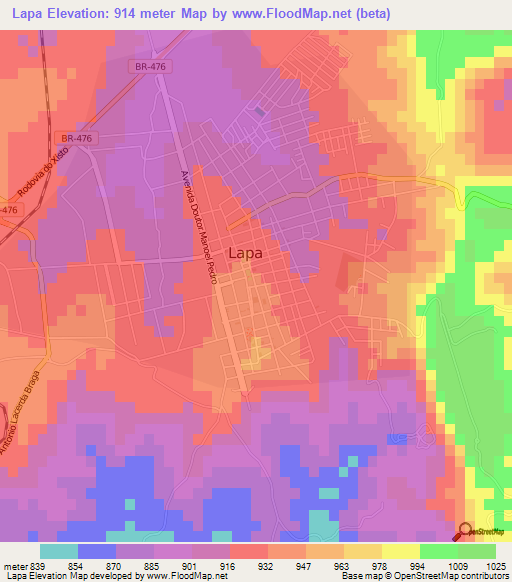 Lapa,Brazil Elevation Map