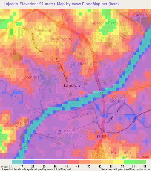 Lajeado,Brazil Elevation Map