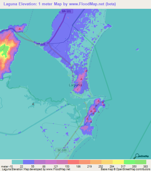 Laguna,Brazil Elevation Map