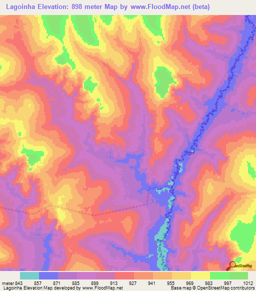 Lagoinha,Brazil Elevation Map