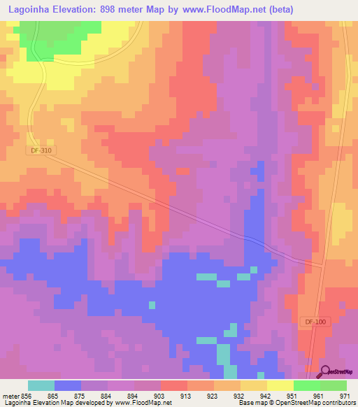 Lagoinha,Brazil Elevation Map