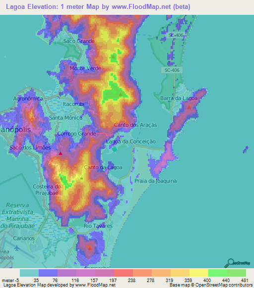 Lagoa,Brazil Elevation Map