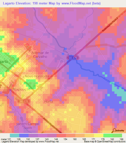 Lagarto,Brazil Elevation Map