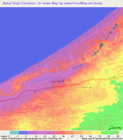 Nahal Diqla,Egypt Elevation Map