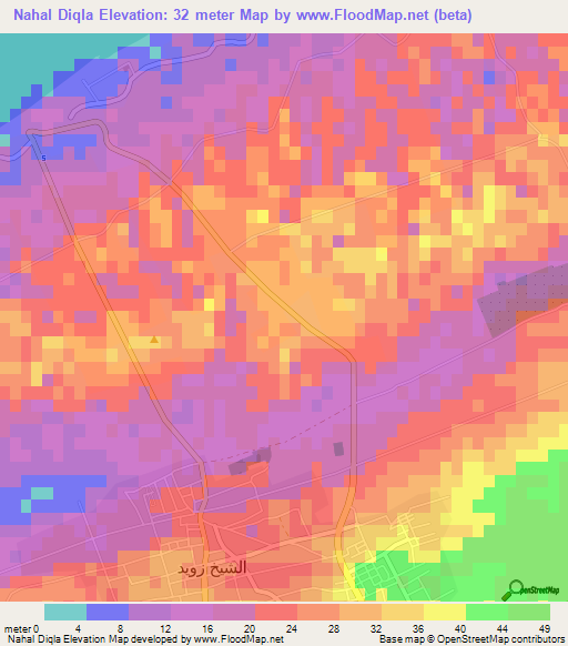 Nahal Diqla,Egypt Elevation Map