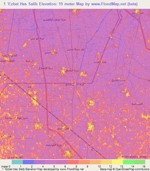 1 `Ezbet Has Salib,Egypt Elevation Map