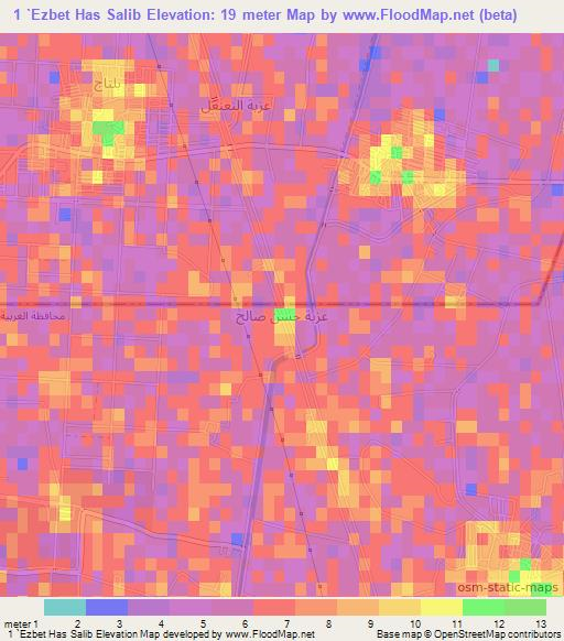 1 `Ezbet Has Salib,Egypt Elevation Map