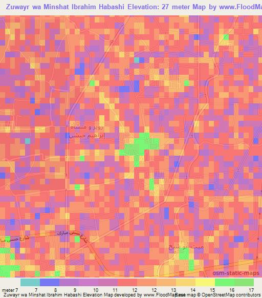 Zuwayr wa Minshat Ibrahim Habashi,Egypt Elevation Map