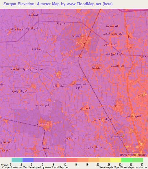 Zurqan,Egypt Elevation Map