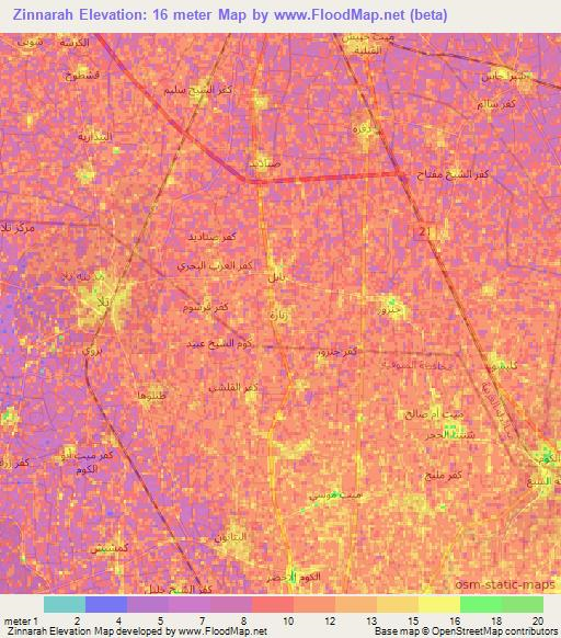 Zinnarah,Egypt Elevation Map
