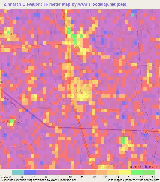 Zinnarah,Egypt Elevation Map