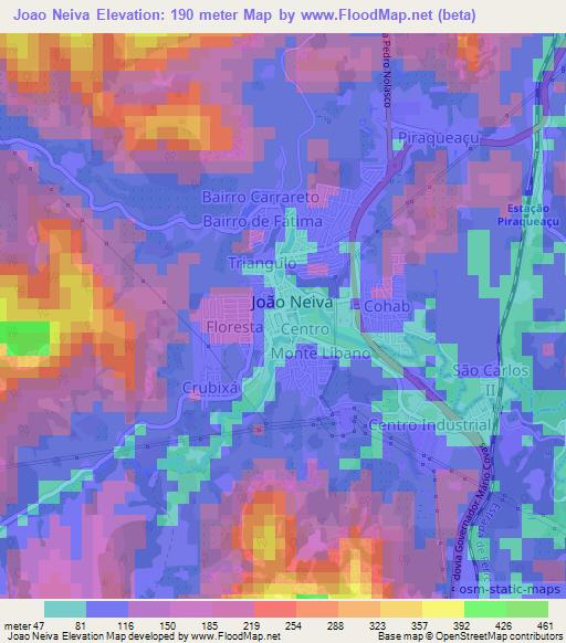 Joao Neiva,Brazil Elevation Map