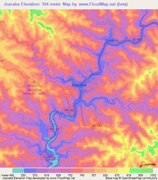 Joacaba,Brazil Elevation Map