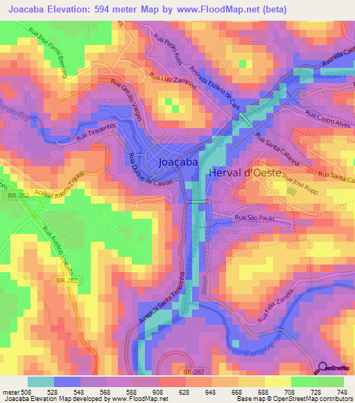 Joacaba,Brazil Elevation Map