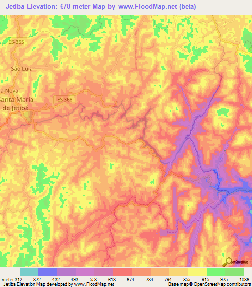 Jetiba,Brazil Elevation Map