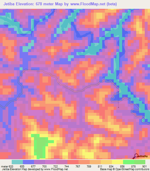 Jetiba,Brazil Elevation Map