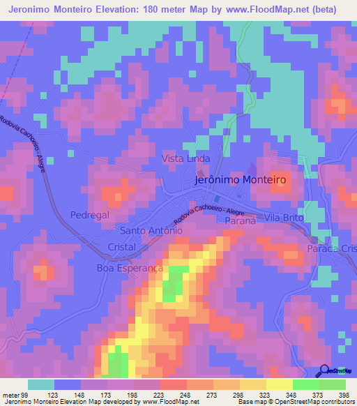 Jeronimo Monteiro,Brazil Elevation Map