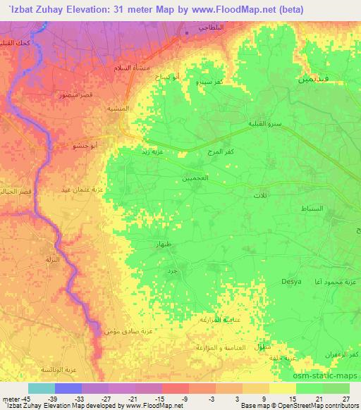 `Izbat Zuhay,Egypt Elevation Map