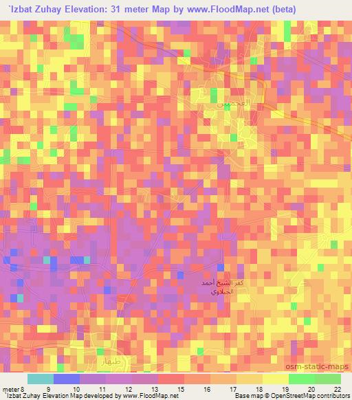 `Izbat Zuhay,Egypt Elevation Map