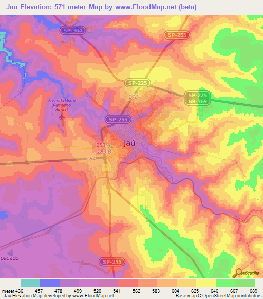 Jau,Brazil Elevation Map