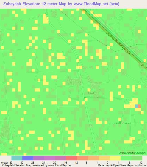 Zubaydah,Egypt Elevation Map