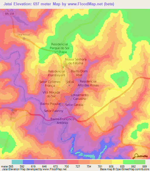 Jatai,Brazil Elevation Map