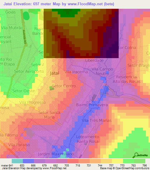 Jatai,Brazil Elevation Map