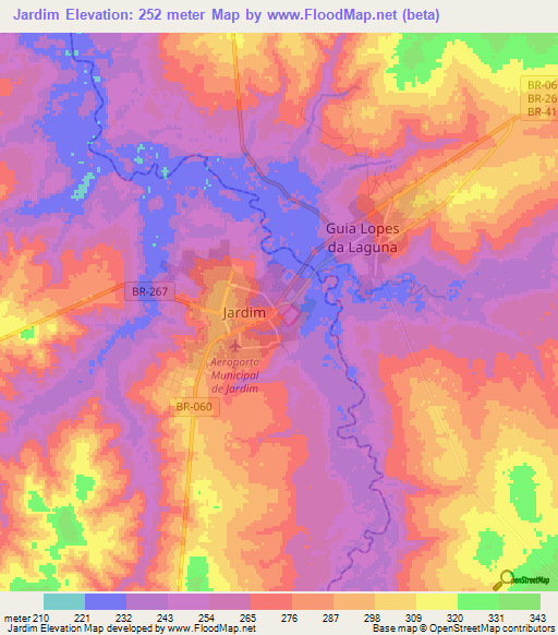 Jardim,Brazil Elevation Map