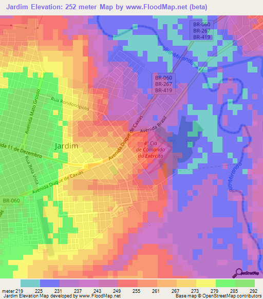 Jardim,Brazil Elevation Map