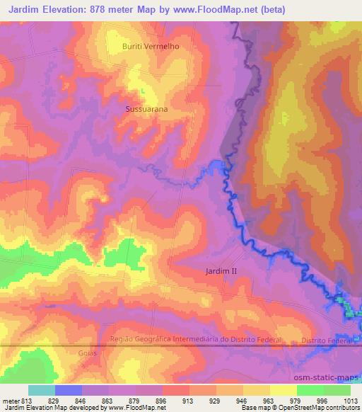 Jardim,Brazil Elevation Map