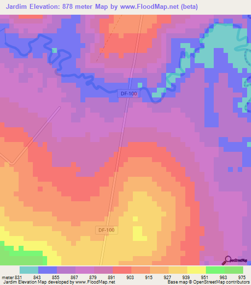 Jardim,Brazil Elevation Map