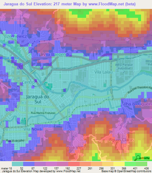 Jaragua do Sul,Brazil Elevation Map