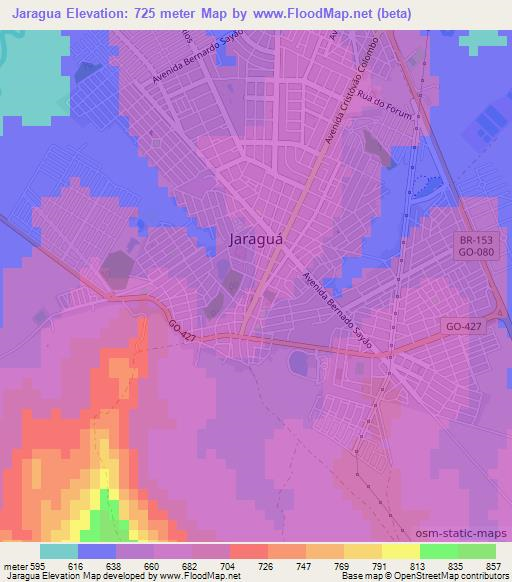 Jaragua,Brazil Elevation Map