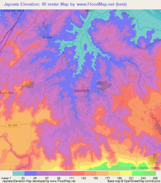 Japoata,Brazil Elevation Map