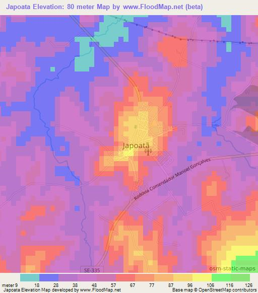 Japoata,Brazil Elevation Map