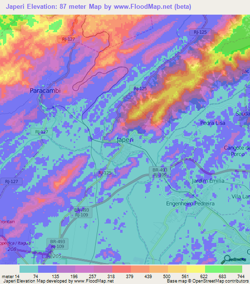 Japeri,Brazil Elevation Map