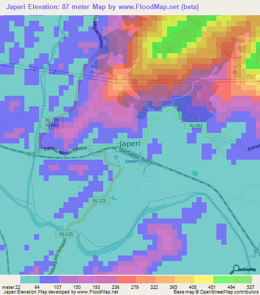 Japeri,Brazil Elevation Map