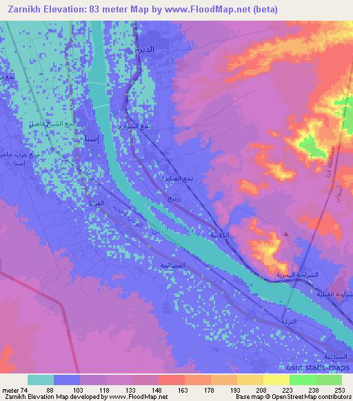 Zarnikh,Egypt Elevation Map