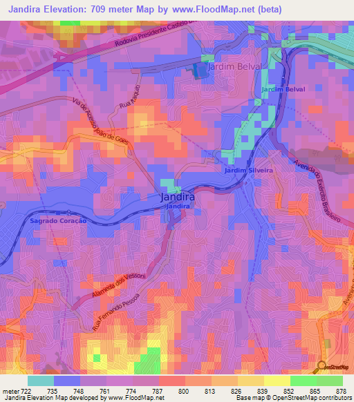 Jandira,Brazil Elevation Map