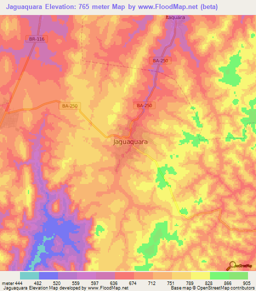 Jaguaquara,Brazil Elevation Map